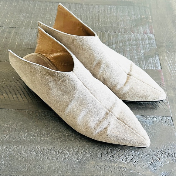 Alumnae Shoes - Alumnae Women Beige Taupe Suede Mule Boots Slip Ons Size 8 US / EU 39